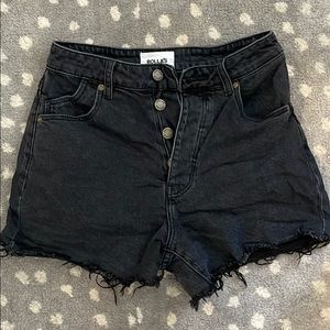 Black high waisted denim shorts